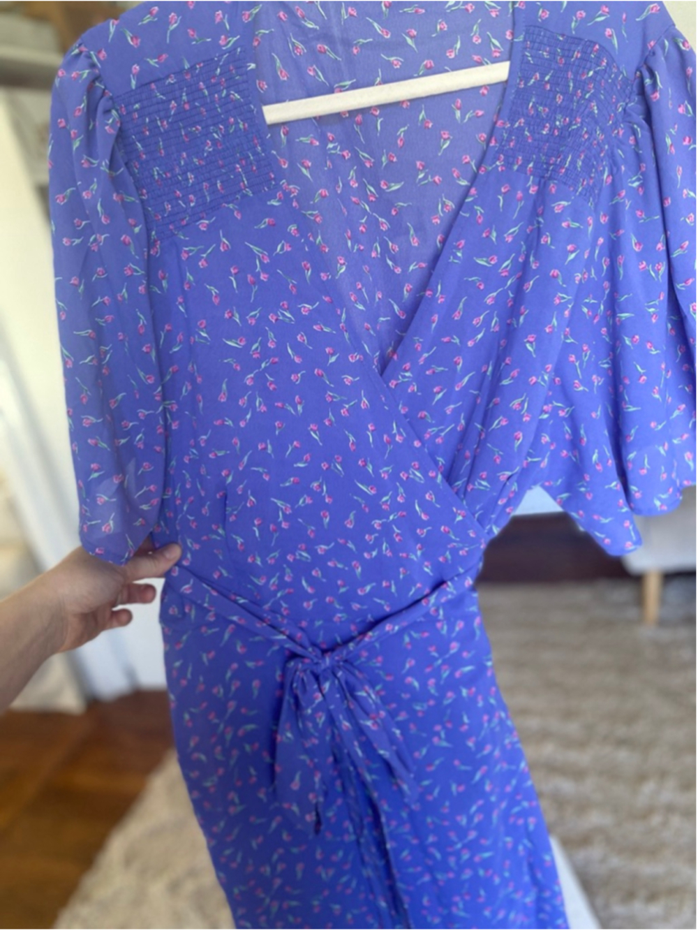 BloomChic Floral Wrap Maxi Dress Coquette Romantic Feminine Quiet Luxury Garden - Picture 3 of 10